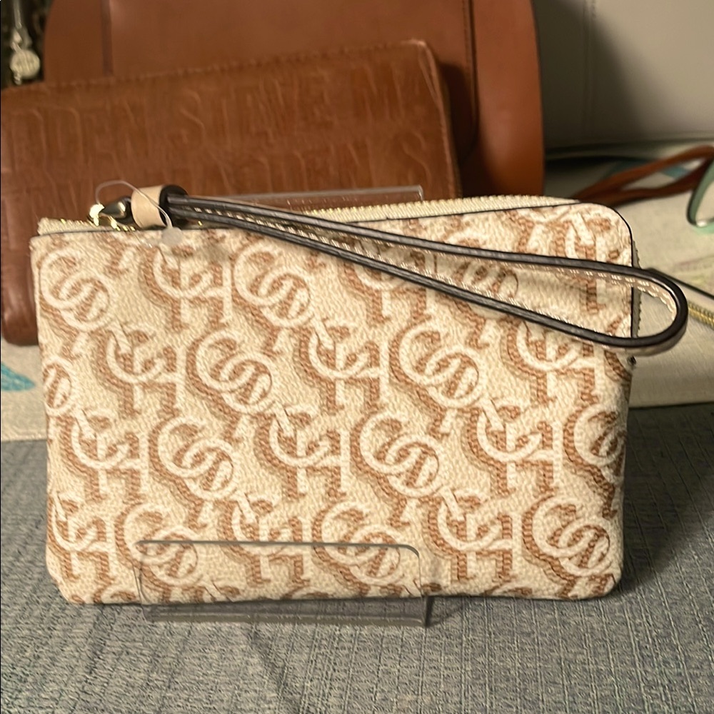 Coach Beige Monogram Wristlet